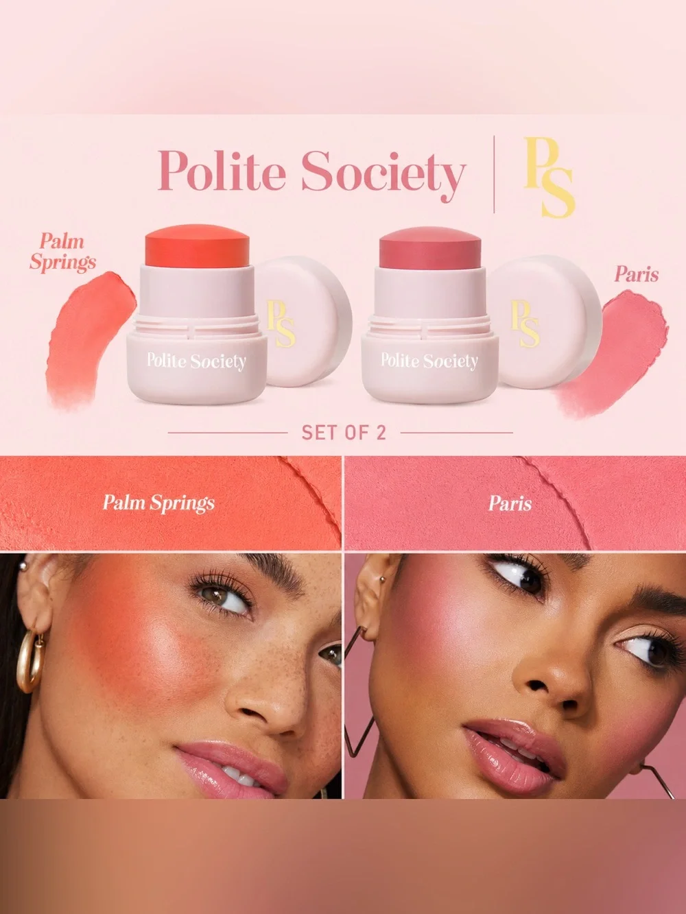 NEW✅ Polite Society • Polite Pops Powder Blush Stick Duo • Palm Springs + Paris